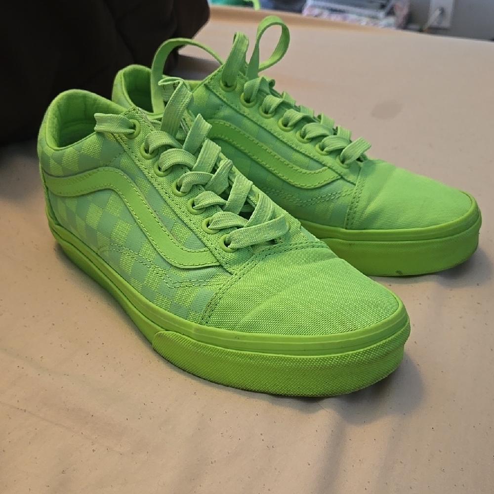 Vibrant Green Checkered Sneakers